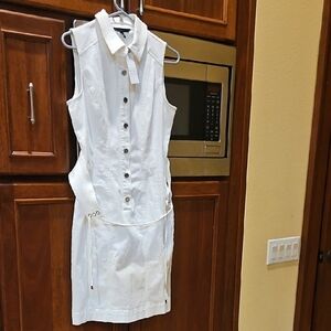 White House Black Market Ivory Button-Front Dress